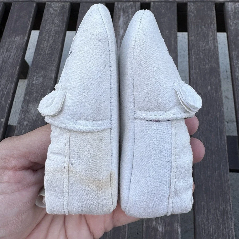 Carters Kids 0-3M White Crib Shoes Animal Core Faux Suede